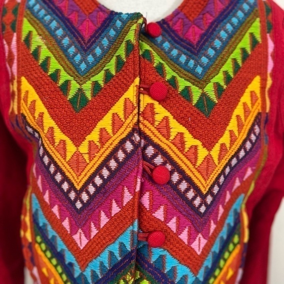 Embroidered Crewel Needlework Colorful Short Lined Jacket Vintage - Picture 8 of 16